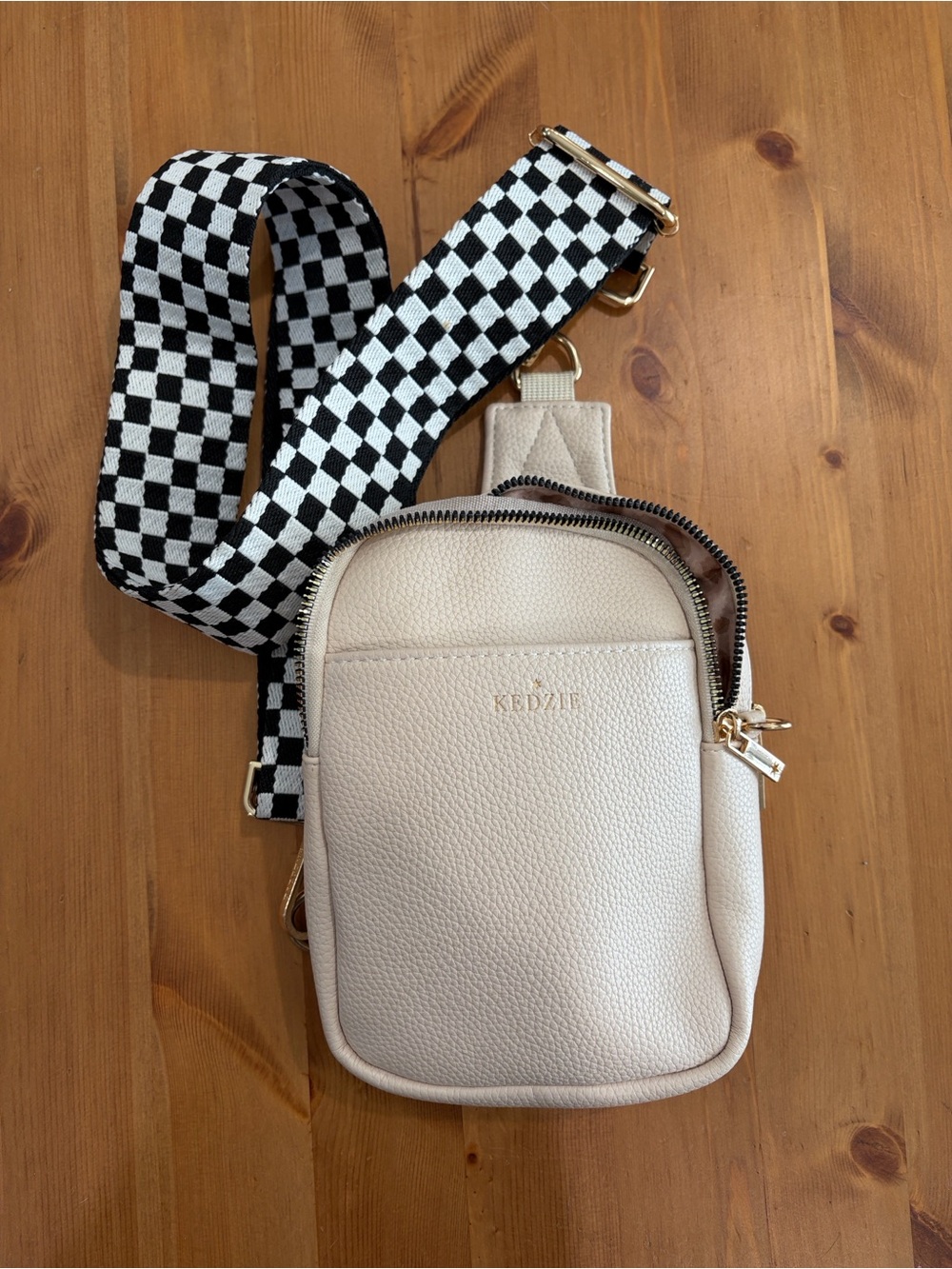 Kedzie Solstice Convertible Sling Crossbody Bag with Checkered Strap